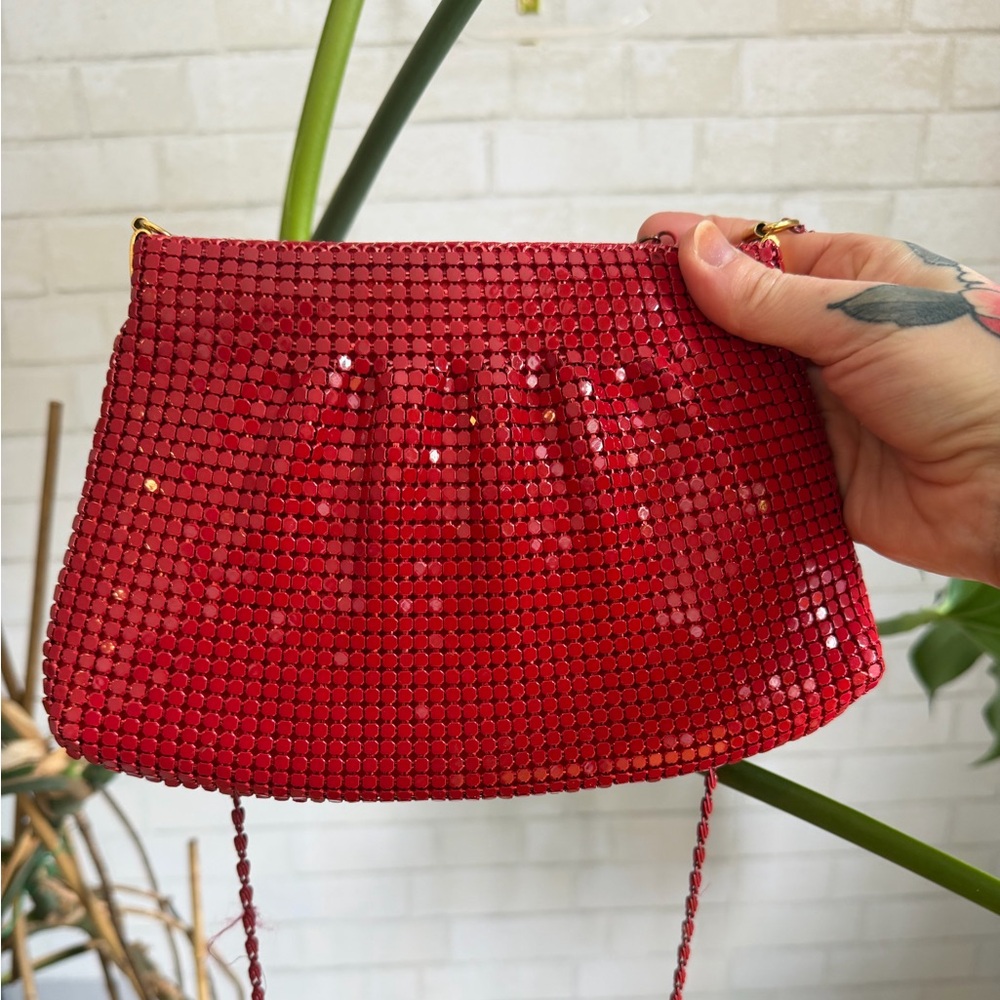 Elegant Red Mesh Evening Bag - VINTAGE Elka